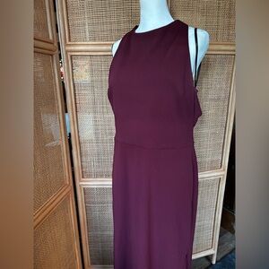 BHLDN Crepe Slit Dress in Wine